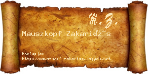 Mauszkopf Zakariás névjegykártya